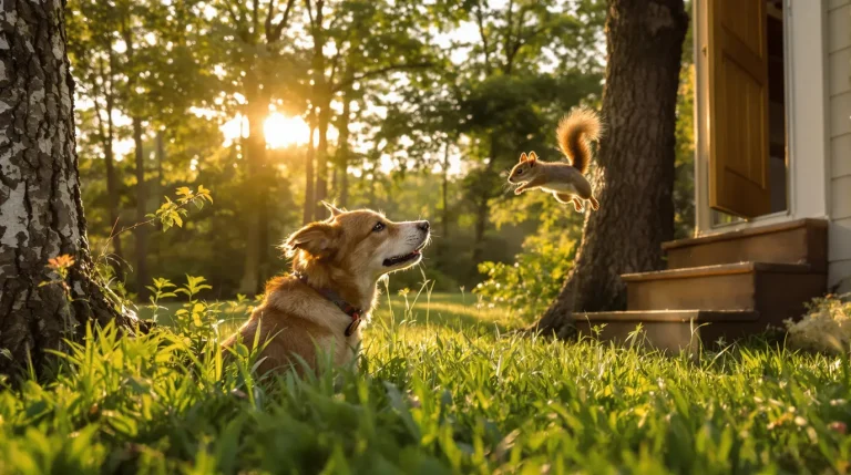 Relâché en forêt par ses maîtres, cet écureuil revient chaque matin jouer avec sa meilleure amie canine